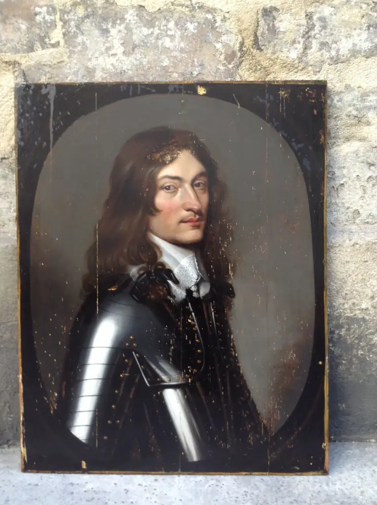 Retrato antiguo al óleo con armadura — óleo antiguo · restauración de cuadros | ECRA