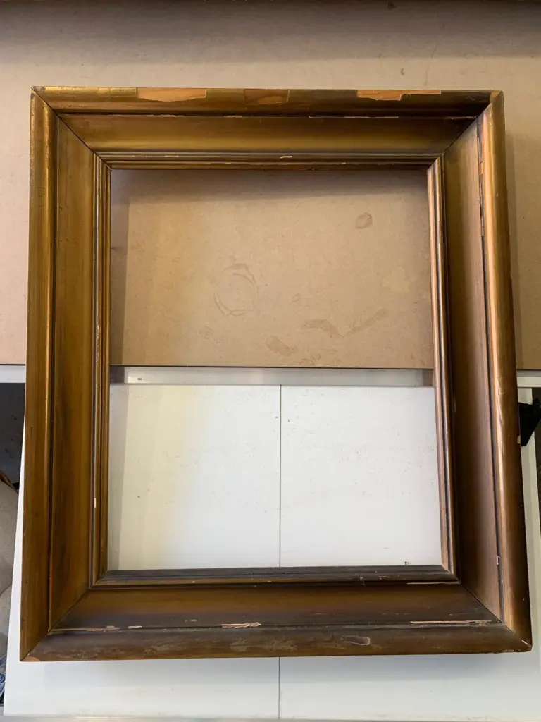 Marco antiguo dorado — reverso del marco · restauración de marcos antiguos
